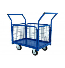 Платформенная тележка TOR ТП-2С 600х900, с бортами из сетки и двумя ручками, колеса 160 мм 1012414