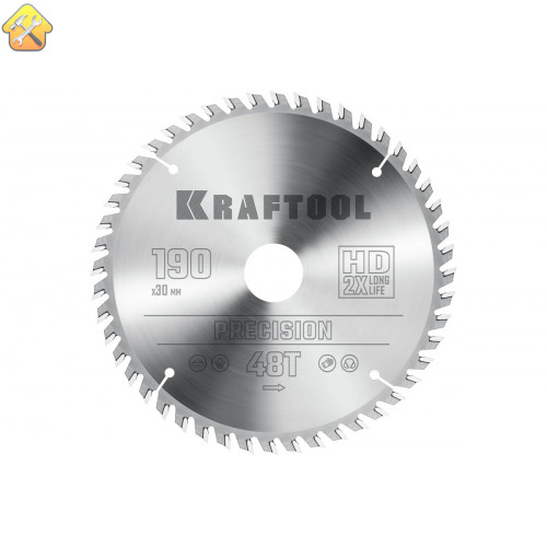 Пильный диск по дереву KRAFTOOL Precision 190x30 мм, 48т 36952-190-30