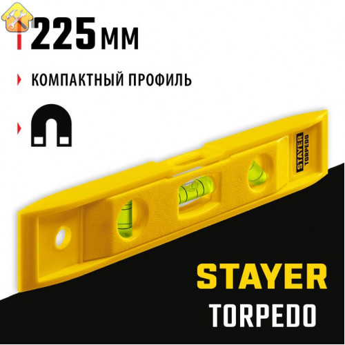 STAYER 225 мм, короткий магнитный уровень TORPEDO 3454_z02 Master