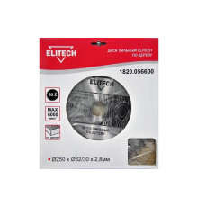 Диск пильный по дереву (250х32/30 мм; 2.8 мм; 60Z) Elitech 1820.056600