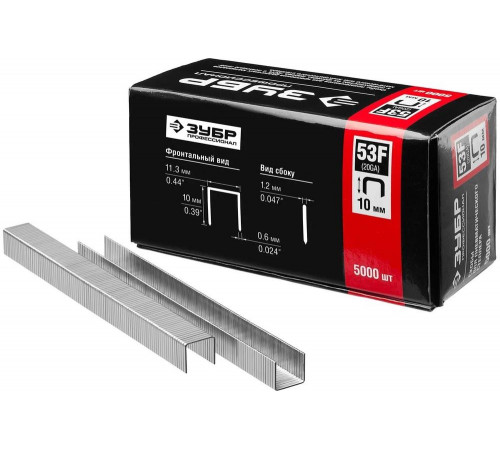 ЗУБР скобы тип 53F, 10 мм, скобы особотвердые 31950-10 Профессионал