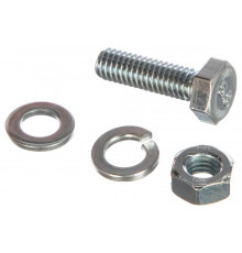 Болт с шестигранной головкой в комплекте с гайкой, шайбой, шайбой пружинной, ЗУБР, МАСТЕР, 303436-06-020