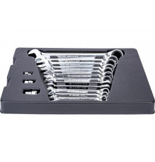 Набор комбинированных ключей с трещоткой (ложемент, 15 предметов) KING TONY 9-10215MR