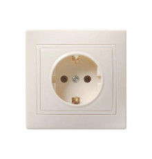 1-местная розетка IEK Рс10-3-км с заземляющим контактом, без защитных шторок 16а керамика кварта крем. ERK11-K33-16-K
