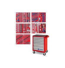 Набор инструментов в красной тележке МАСТАК ПРОФИ 299 предметов 52-07299R
