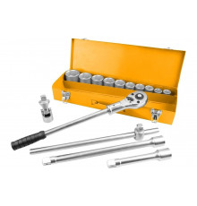 Набор торцевых головок с принадлежностями TOLSEN 3/4", шестигранные, 22-50 мм, 15 предметов TT15148