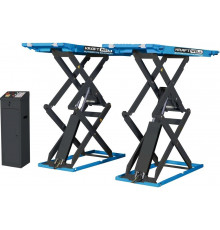 Ножничный короткий напольный подъёмник KraftWell г/п 3500 кг., цвет синий, клиренс 105 мм KRW350SF_blue