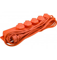 Удлинитель IEK У05В 5 мест, с защитными крышками, IP44, 2Р+PE, 5метров, 3x1мм2, 16А/250В WYP10-16-05-05-44-N