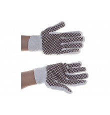 Трикотажные перчатки СИБРТЕХ, рисунок ПВХ гель Шахматный облив, оверлок, 67779