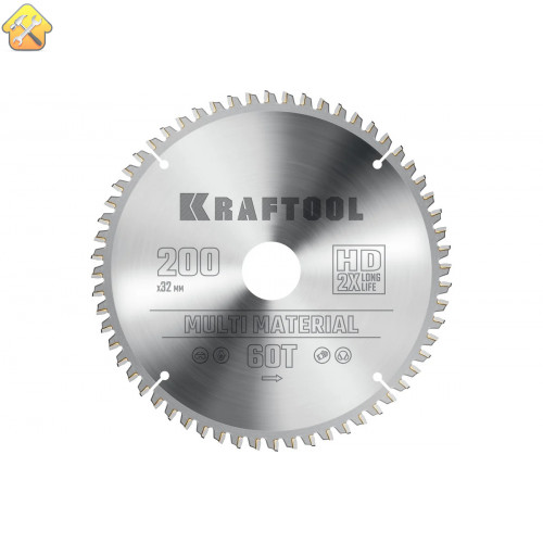 Диск пильный по алюминию KRAFTOOL Multi material 200x32 мм, 60Т 36953-200-32