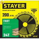 STAYER FAST 200 x 32/30мм 24Т, диск пильный по дереву, быстрый рез