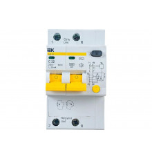 Автоматический выключатель дифференциального тока IEK 2п 3.5мод. C 32A 30mA тип AC 4.5kA АД-12 ИЭК MAD10-2-032-C-030