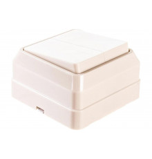 2-клавишный выключатель IEK ОКТАВА 10А, наружный монтаж, кремовый EVO20-K33-10-DC