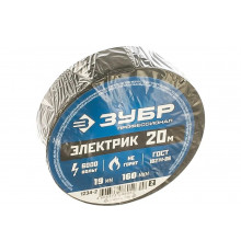 Изолента ПВХ ЗУБР Профессионал Электрик-20, 20 м, 19 мм, черная 1234-2_z02