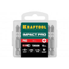 Набор ударных бит KRAFTOOL Impact Pro E 1/4", PH2, 50 мм, 10 шт 26191-2-50-S10