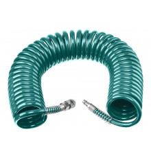 Воздушный спиральный шланг с фитингами рапид KRAFTOOL 15 м, 8x12 мм, 15 бар 06590-15
