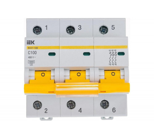 Модульный автомат IEK ВА 47-100 3п, C 100А, 10 кА - надежное решение для электробезопасности