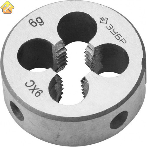 ЗУБР М10 x 1.5 мм, 9ХС, круглая ручная, плашка 4-28022-10-1.5