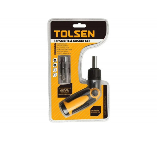 Реверсивная отвертка с набором бит TOLSEN 12 предметов Cr-V 20040