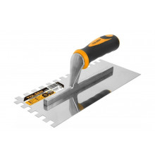 Гладилка TOLSEN с фибергласовой ручкой ПРОФИ 120x280мм зубчатая 10x10 41017