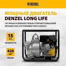 Бензиновая мотопомпа для грязной воды Denzel PX-80D