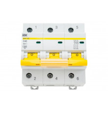 Автоматический модульный выключатель IEK 3п C 40А ВА 47-100 10кА ИЭК MVA40-3-040-C