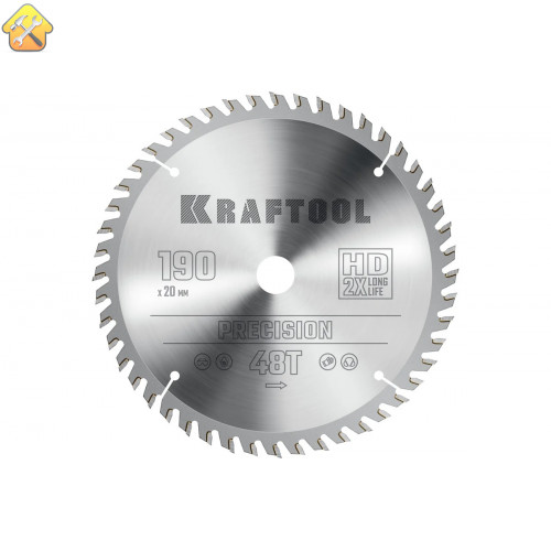 Диск пильный по дереву KRAFTOOL Precission 190x20 мм, 48Т 36952-190-20