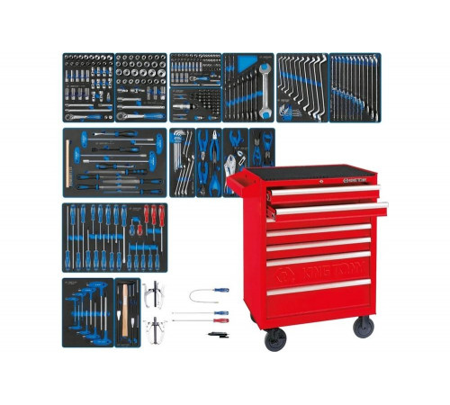 Набор инструментов "BOARD" в красной тележке, 325 предметов KING TONY 934-325MRV