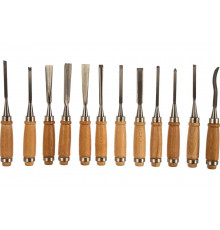 Набор фигурных стамесок STAYER PROFI с деревянной ручкой, 12шт 1835-H12_z01