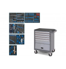 Набор инструментов KING TONY "EFFORT" в серой тележке "Мастак", 235 предметов 934-235AMG