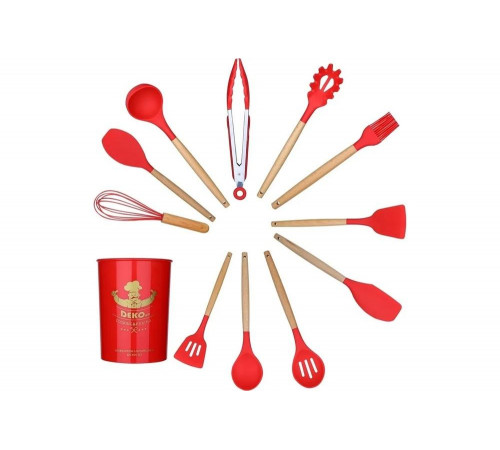 Набор кухонных принадлежностей DEKO DKKW12 Premium силикон/натуральное дерево, c подставкой, 12 предметов 041-0197