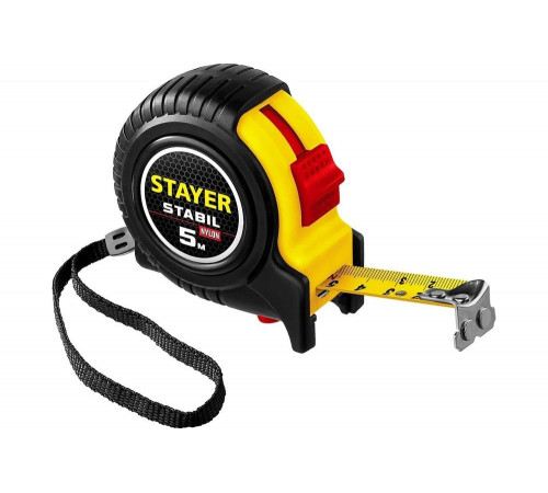 STAYER 5 м х 19 мм, ударостойкий, обрезиненный корпус, два фиксатора, рулетка 34131-05_z02