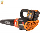 Аккумуляторная бесщеточная воздуходувка WORX 40В, 2х2.0 Ач, двойное ЗУ 2x2A WG584E