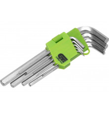 Набор удлиненных имбусовых ключей HEX, 1.5-10мм, 45Х, 9 шт, никель СИБРТЕХ 12318