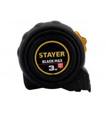 Рулетка Stayer BlackMax 3м / 16мм в ударостойком полностью обрезиненном корпусе и двумя фиксаторами 3410-03_z02