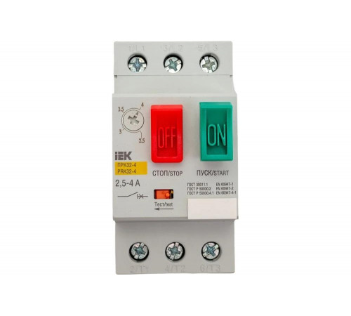 Автоматический выключатель защиты двигателя IEK ПРК 32-4 In4A Ir2.5-4A Ue 660В DMS11-004