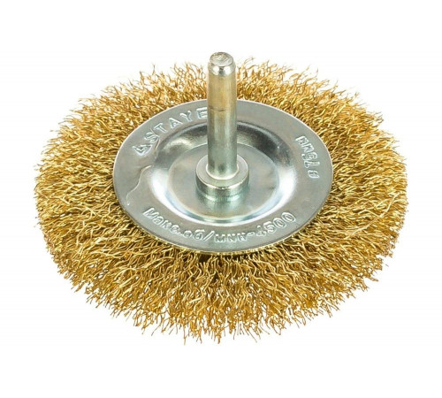 Щетка "MASTER" дисковая для дрели (латунированная стальная проволока 0,3 мм, 75 мм) STAYER 35114-075_z01