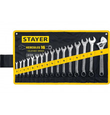 Набор комбинированных и разводных гаечных ключей 16 шт, 6 - 30 мм, Stayer HERCULES 27092-H16