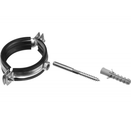 ЗУБР 1 шт., 4", оцинкованный, в комплекте с сантехнической шпилькой и дюбелем, хомут трубный с гайкой 37866-107-116 Мастер