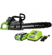 Бесщеточная аккумуляторная цепная пила Greenworks GD40CS15K4 40 В, с АКБ 6 А*ч и ЗУ 2005707UF