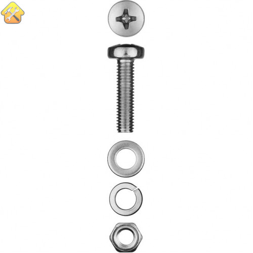 ЗУБР M4 x 20 мм, 24 шт., винт (DIN7985), гайка (DIN934), шайба (DIN125), шайба (DIN127), комплект крепежа 303476-04-020