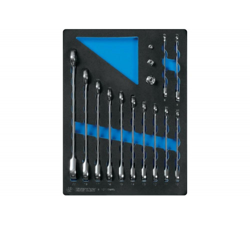 Набор комбинированных трещоточных ключей, 8-22 мм, ложемент, 15 предметов KING TONY 9-10115MRV