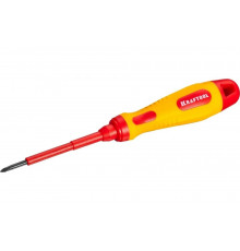 Отвертка KRAFTOOL высоковольтная, Cr-Mo-V стержень, двухкомп. маслобензостойкая рукоятка, PH №0, 60мм 250084-0-060
