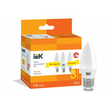 Лампа IEK LED C35 свеча 7Вт 230В 3000К E14 3шт/упак LLE-C35-07-230-30-E14-3