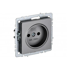 1-местная розетка IEK Brite рс10-1-0-брс без заземления, без защитных шторок, 10А, сталь BR-R10-10-K46
