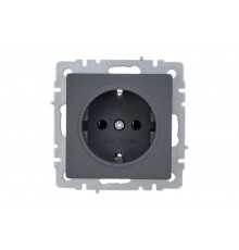 1-местная розетка IEK Brite рс11-1-0-брг с заземлением, без защитных шторок, 16А, графит BR-R11-16-K53