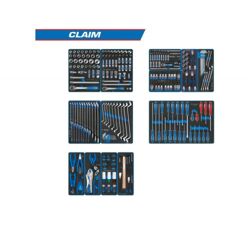 Набор инструментов "CLAIM" для тележки, 13 ложементов, 286 предметов KING TONY 934-286MRVD