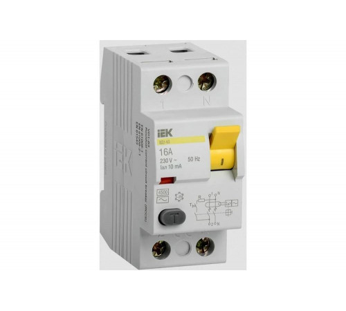 Узо IEK ВД1-63 2п, AC, 16А, 10мА